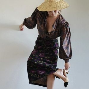 1940s floral office skirt